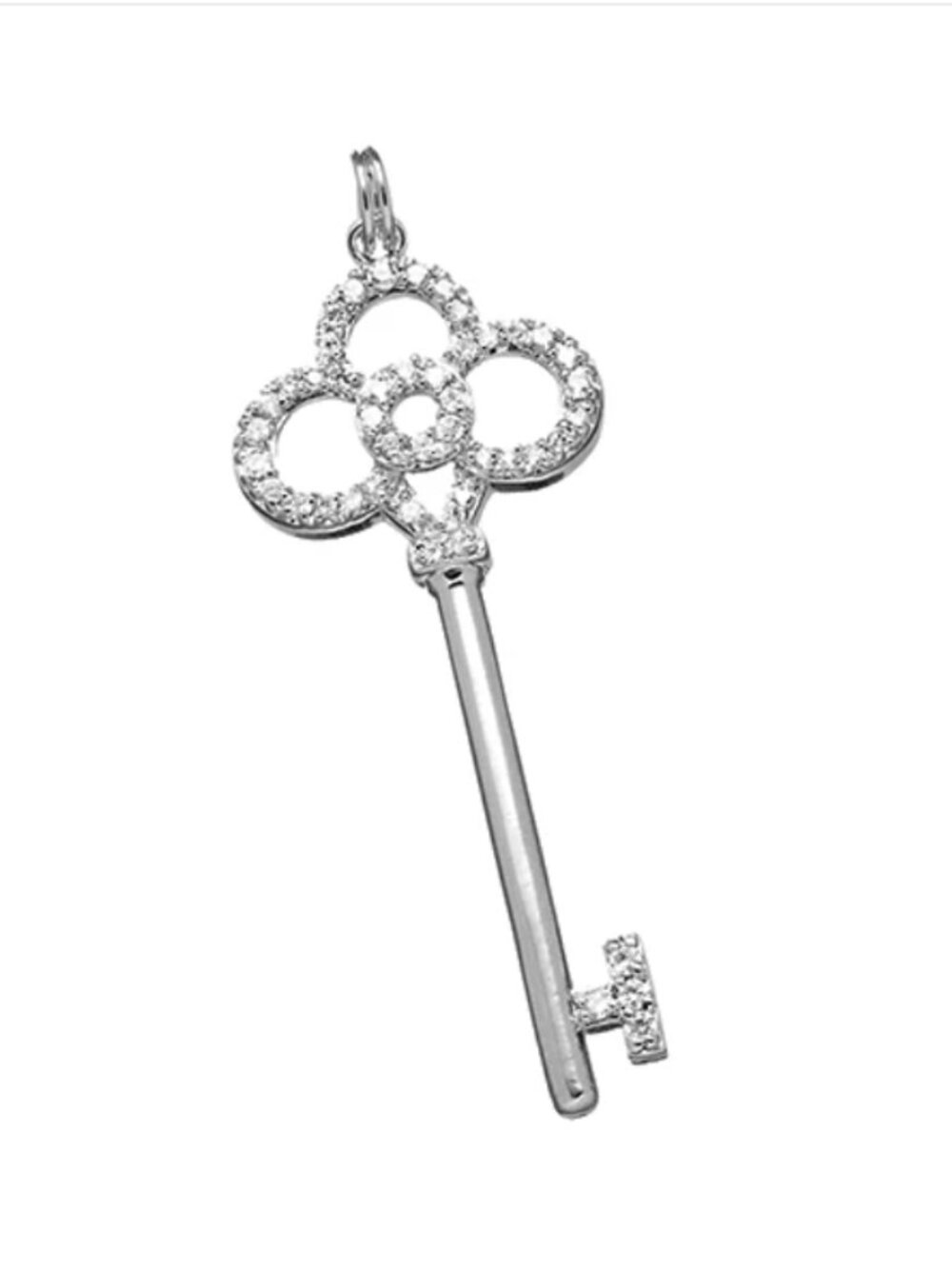 SILVER KEY PENDANT WITH CZ DIAMONDS